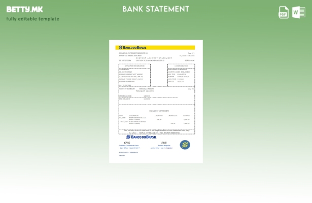 модерен стил Бразил Banco do Brasil банкарски извод шаблон ексел